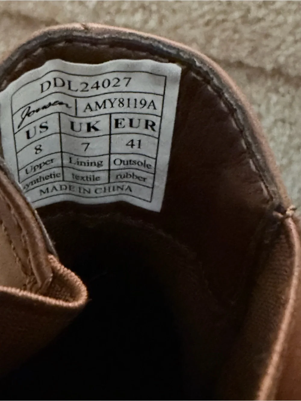 Jousen Milan Men’s Brown Chelsea Boots US Size 8 UK 7 EU 41 Pull-On Lug Sole